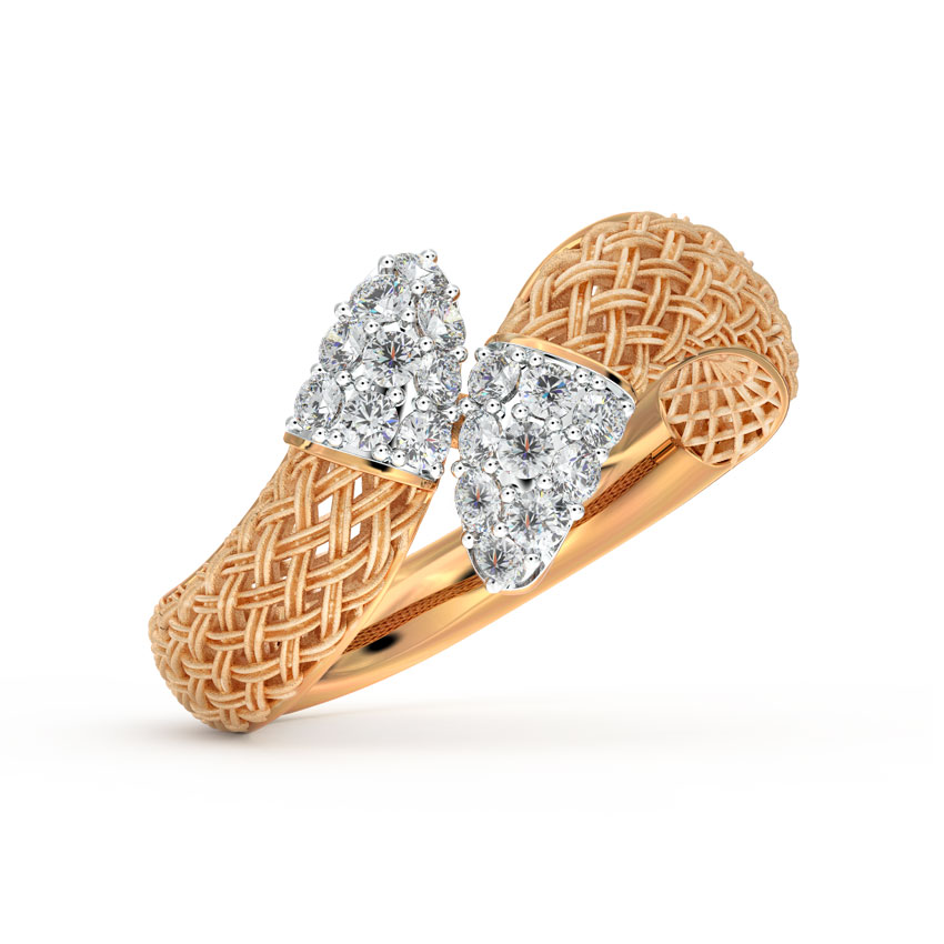 Diamond Rings 18 Karat Rose Gold Skew Twill Diamond Ring