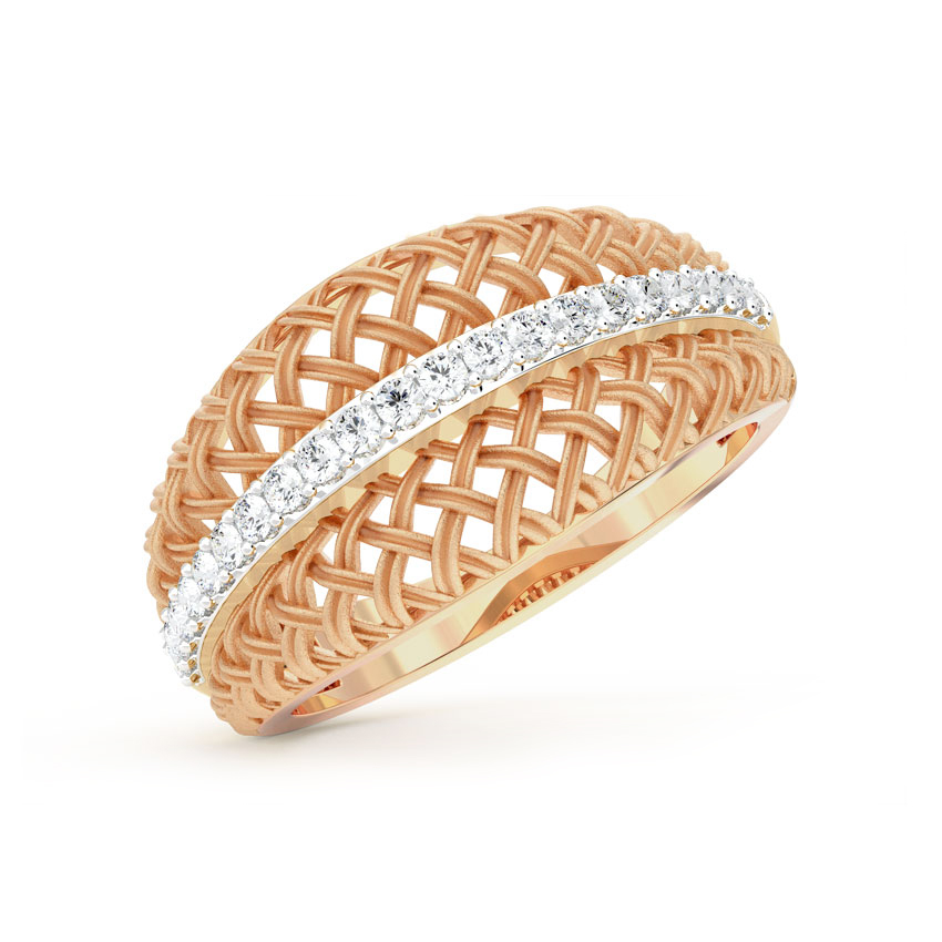 Diamond Rings 18 Karat Rose Gold Sleek Twill Diamond Ring