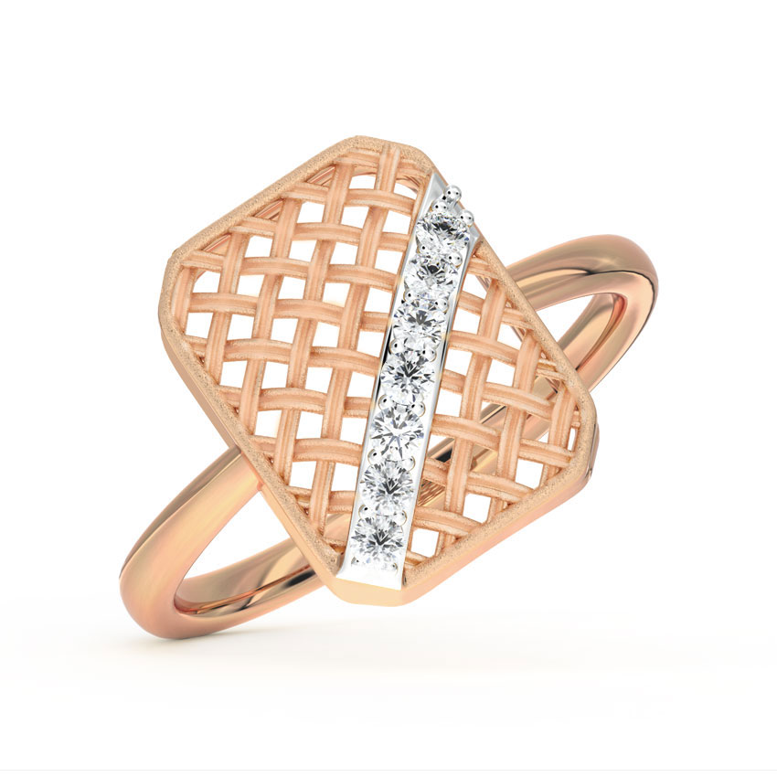 Diamond Rings 18 Karat Rose Gold Octa Twill Ring