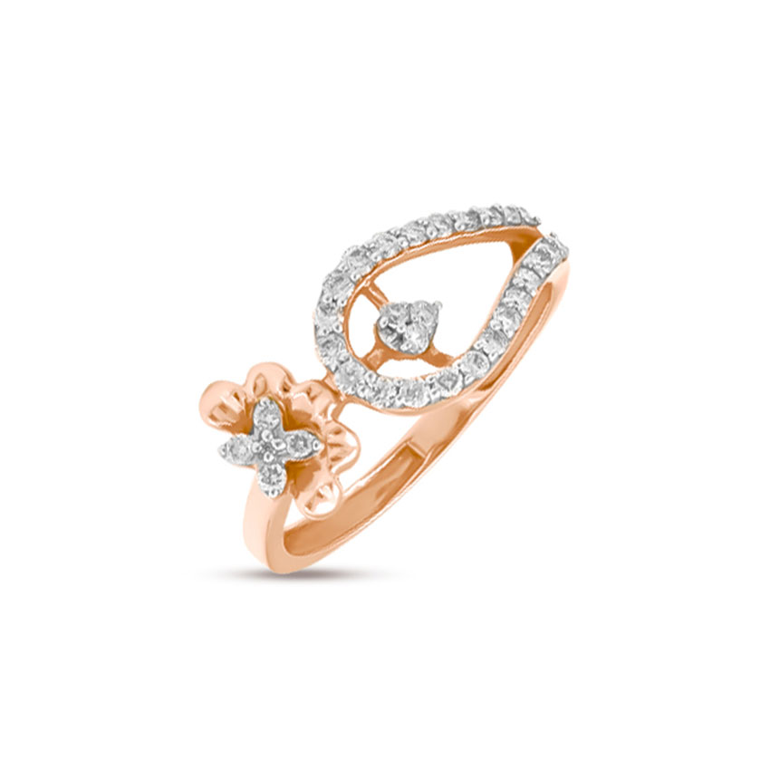 Diamond Rings 18 Karat Rose Gold Swerve Floret Diamond Ring