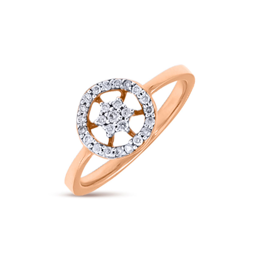 Diamond Rings 18 Karat Rose Gold Circular Flare Diamond Ring