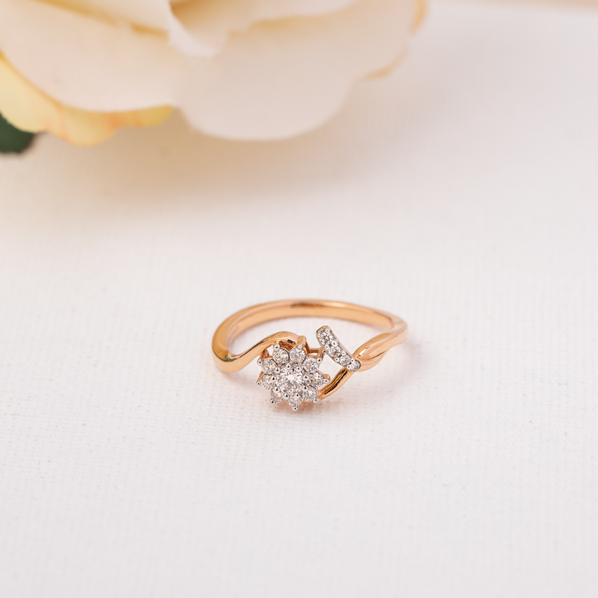 Diamond Rings 18 Karat Rose Gold Floret Touch Diamond Ring