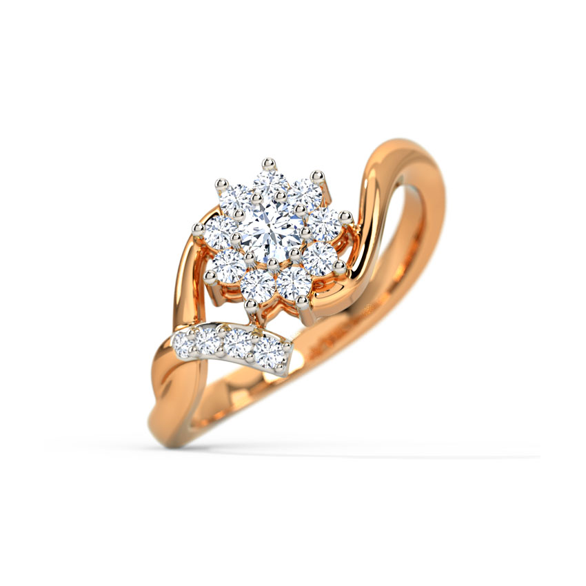 Diamond Rings 18 Karat Rose Gold Floret Touch Diamond Ring