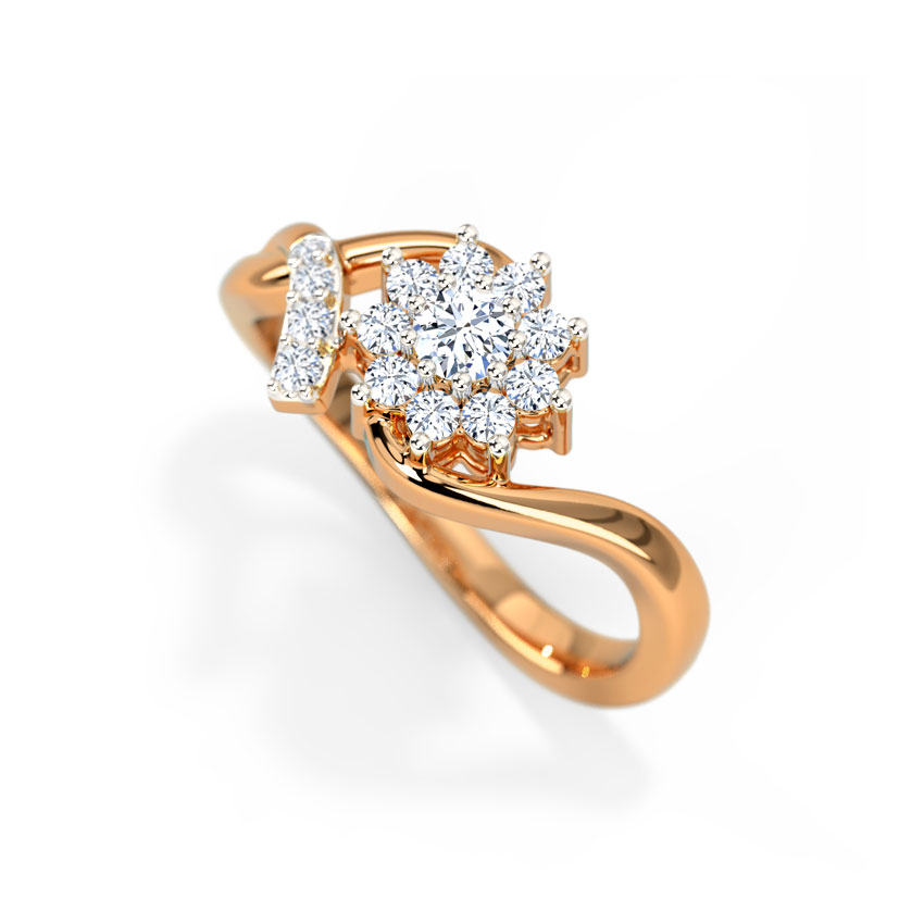 Diamond Rings 18 Karat Rose Gold Floret Touch Diamond Ring