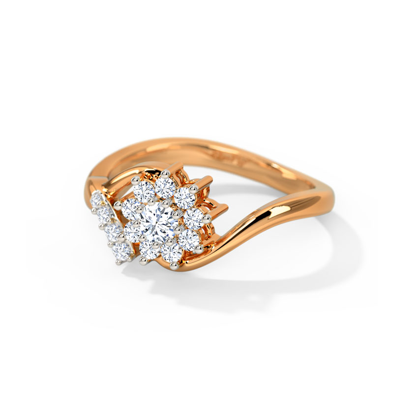 Diamond Rings 18 Karat Rose Gold Floret Touch Diamond Ring