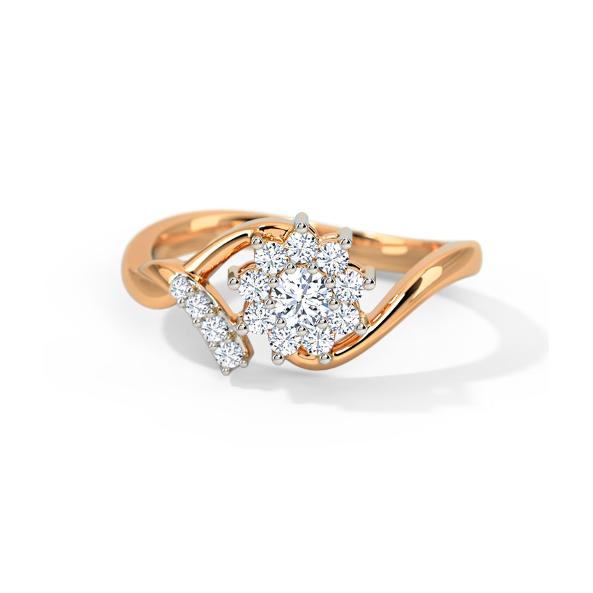 Diamond Rings 18 Karat Rose Gold Floret Touch Diamond Ring