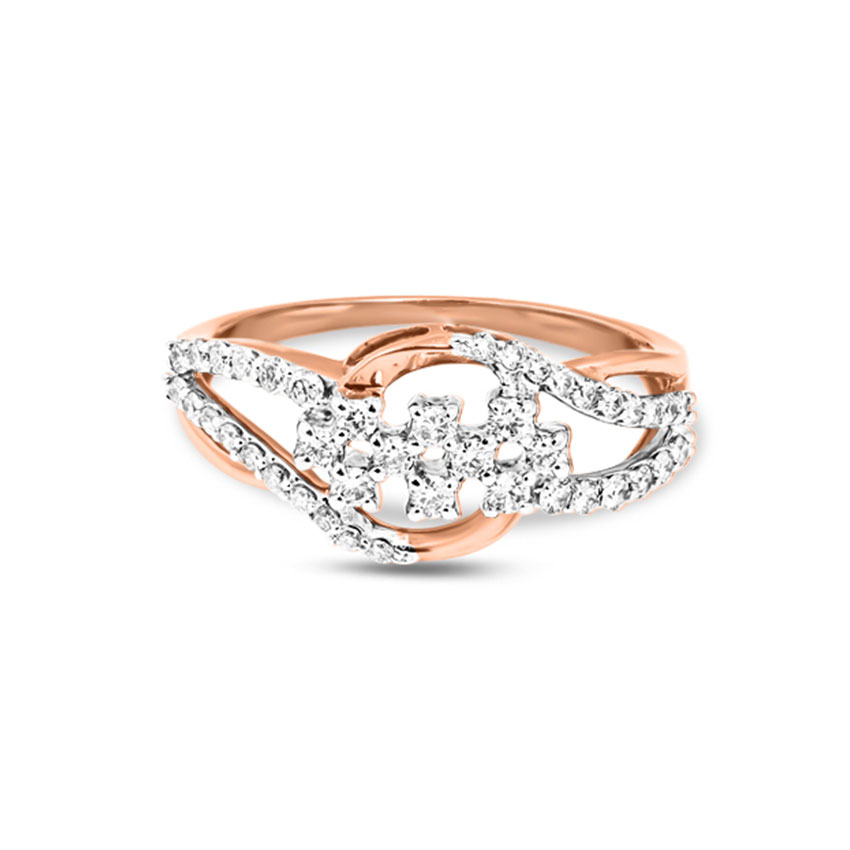 Diamond Rings 18 Karat Rose Gold Interlaced Diamond Ring