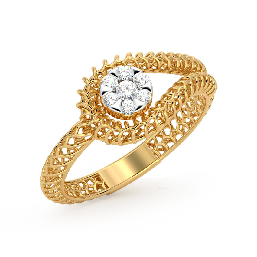 Diamond Rings 18 Karat Yellow Gold Interloop Mesh Diamond Ring