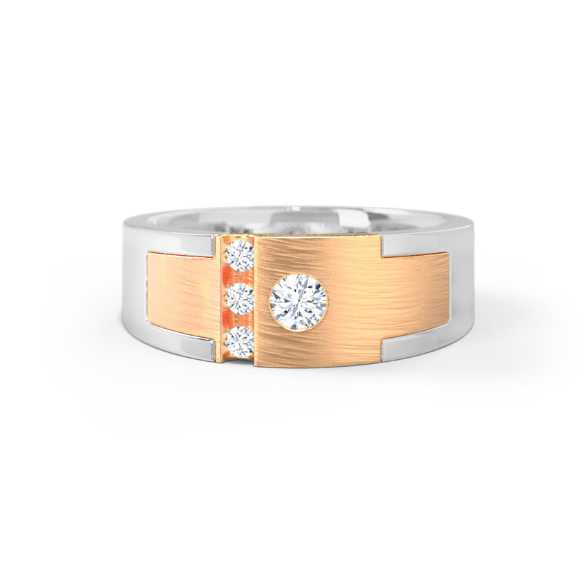 Diamond Rings 18 Karat Two Tone Gold Cyrus Diamond Band for Men
