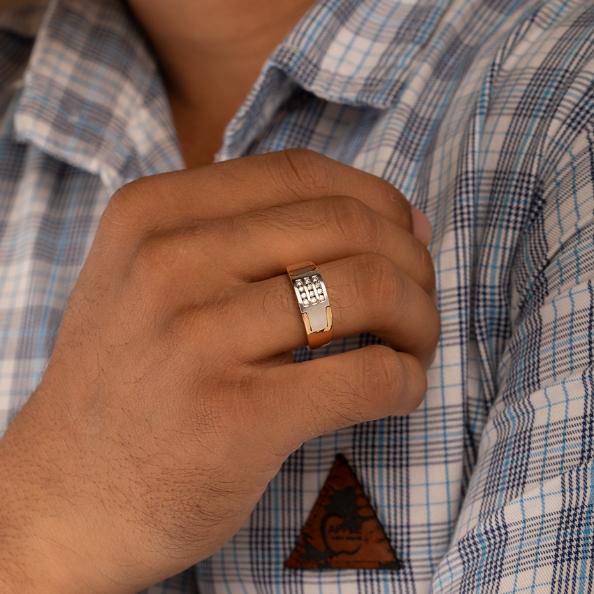 Diamond Rings 18 Karat Two Tone Gold Farzad Diamond Ring for Men