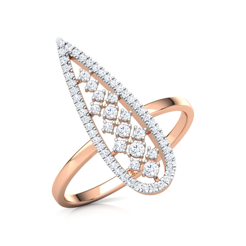 Diamond Rings 18 Karat Rose Gold Pear Lattice Diamond Ring