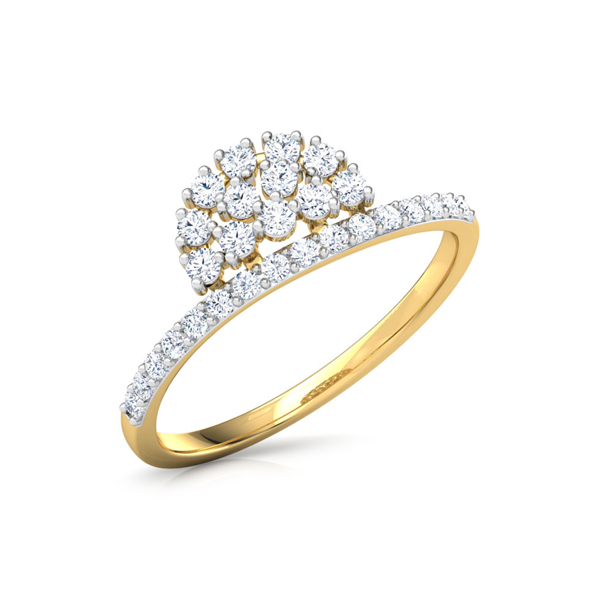 Diamond Rings 18 Karat Yellow Gold Arc Cluster Diamond Ring