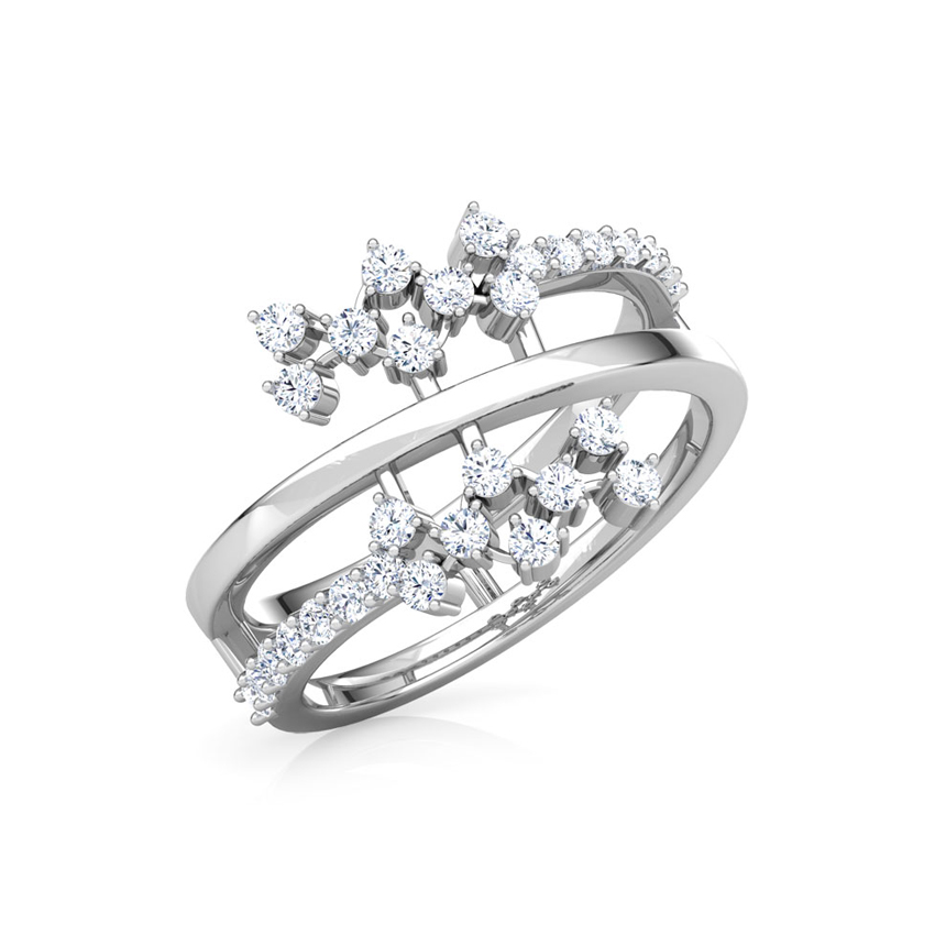 Diamond Rings 18 Karat White Gold Curl Cluster Diamond Ring