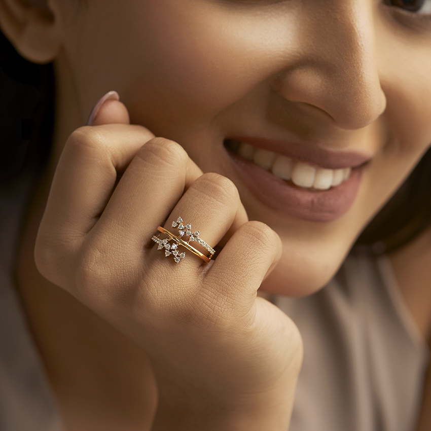 Curl Cluster Diamond Ring