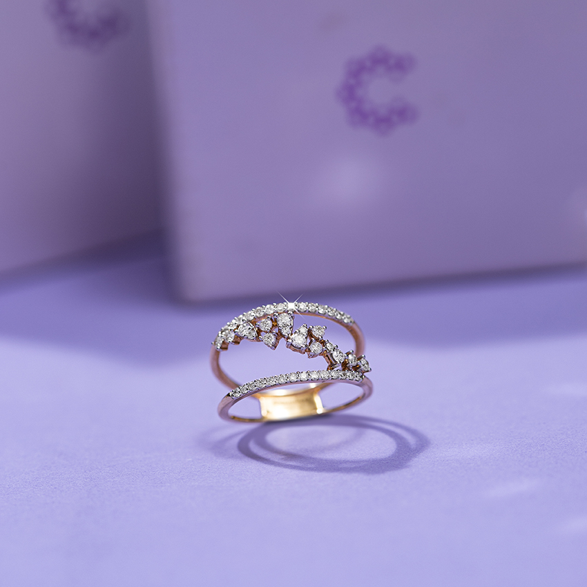 Skew Cluster Diamond Ring