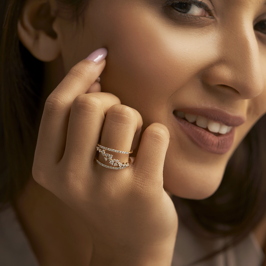 Skew Cluster Diamond Ring