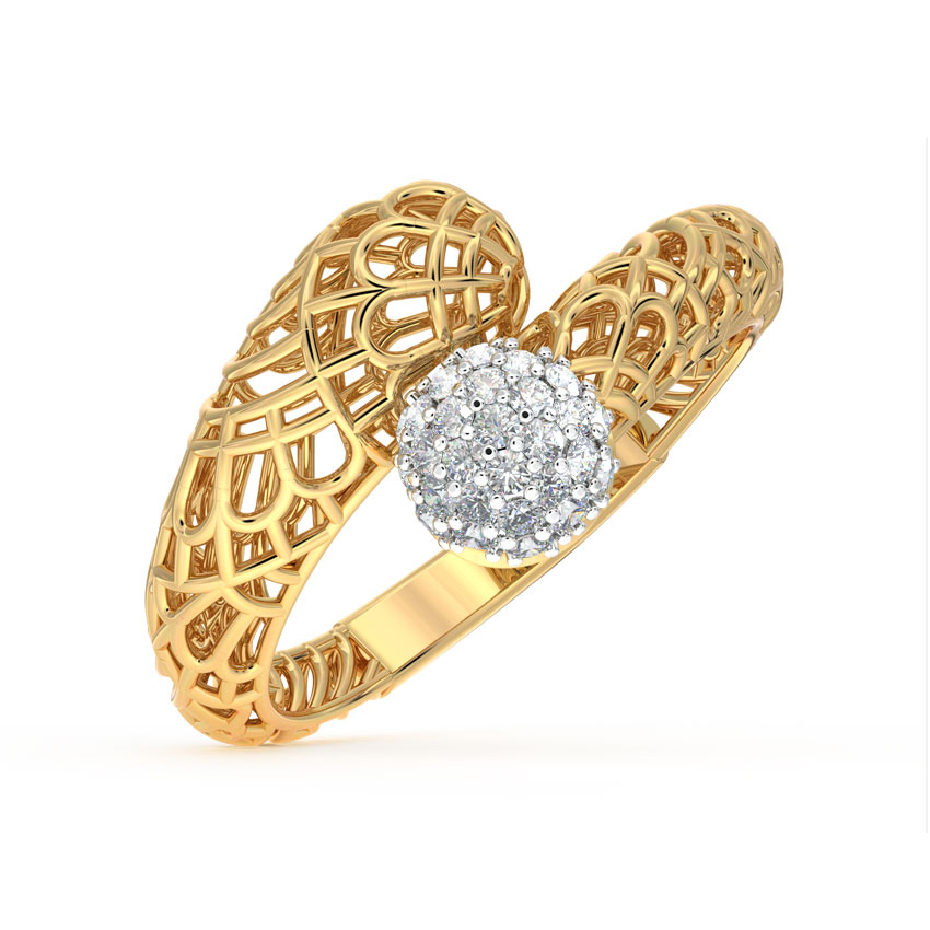 Diamond Rings 18 Karat Yellow Gold Enfold Mesh Diamond Ring