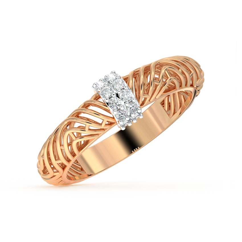 Diamond Rings 14 Karat Rose Gold Linear Mesh Diamond Ring