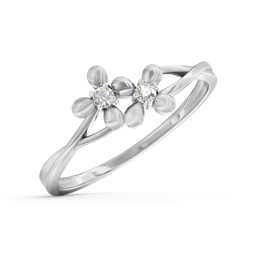 Diamond Rings 14 Karat White Gold Duo Bloom Diamond Ring