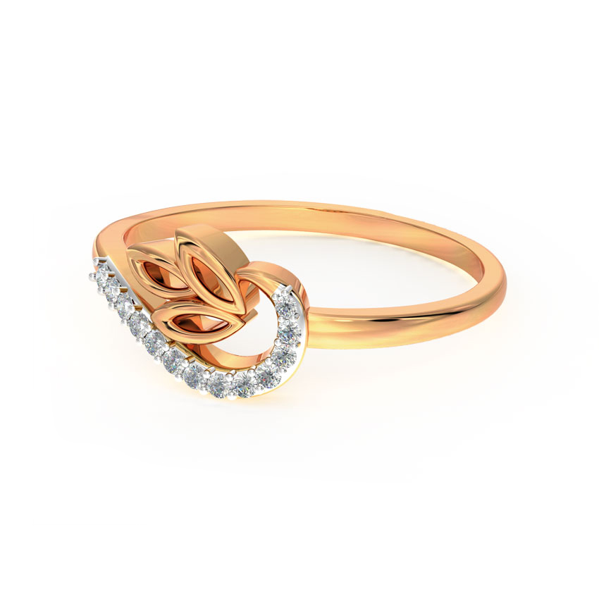 Diamond Rings 14 Karat Rose Gold Swerve Petal Diamond Ring