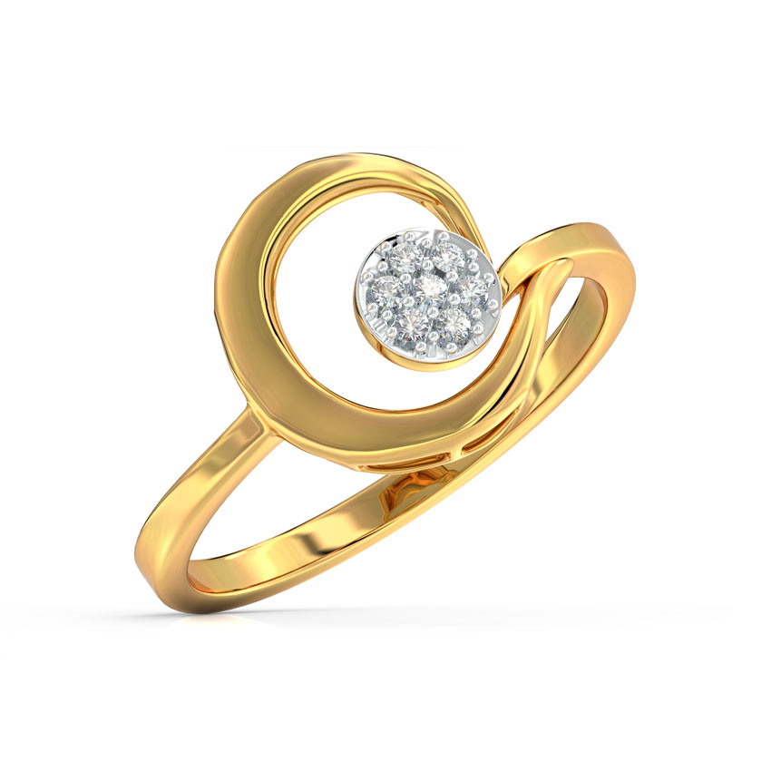 Diamond Rings 14 Karat Yellow Gold Scroll Cluster Diamond Ring