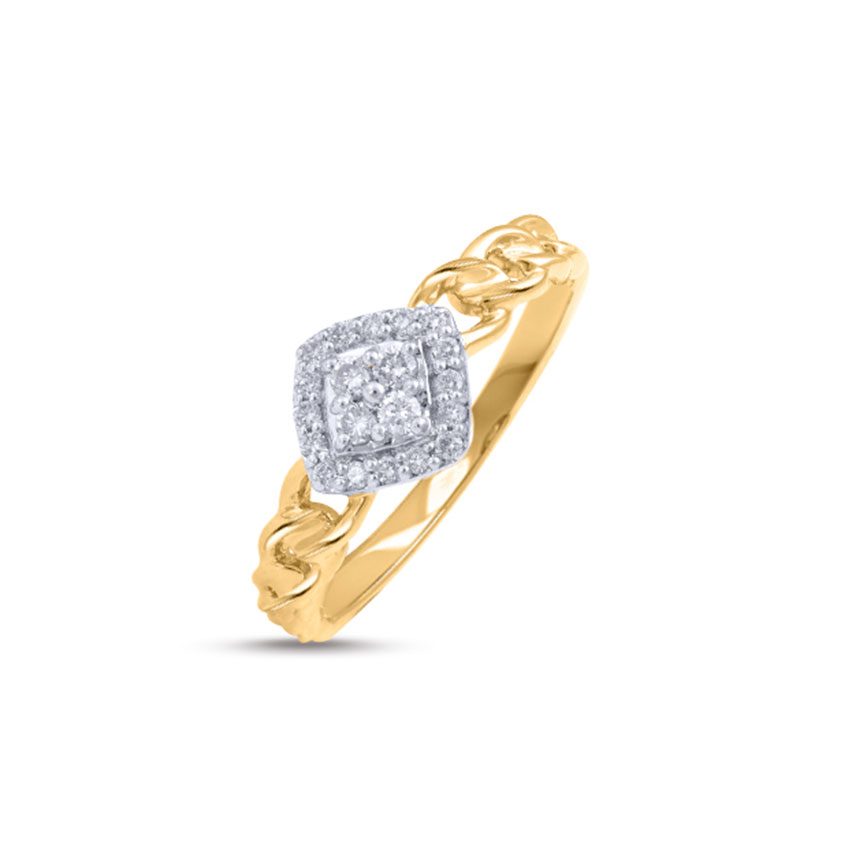 Diamond Rings 18 Karat Yellow Gold Linked Diamond Studded Ring