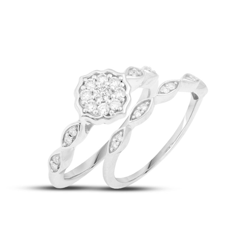 Diamond Rings 18 Karat White Gold Radiance Diamond Bridal Ring Set