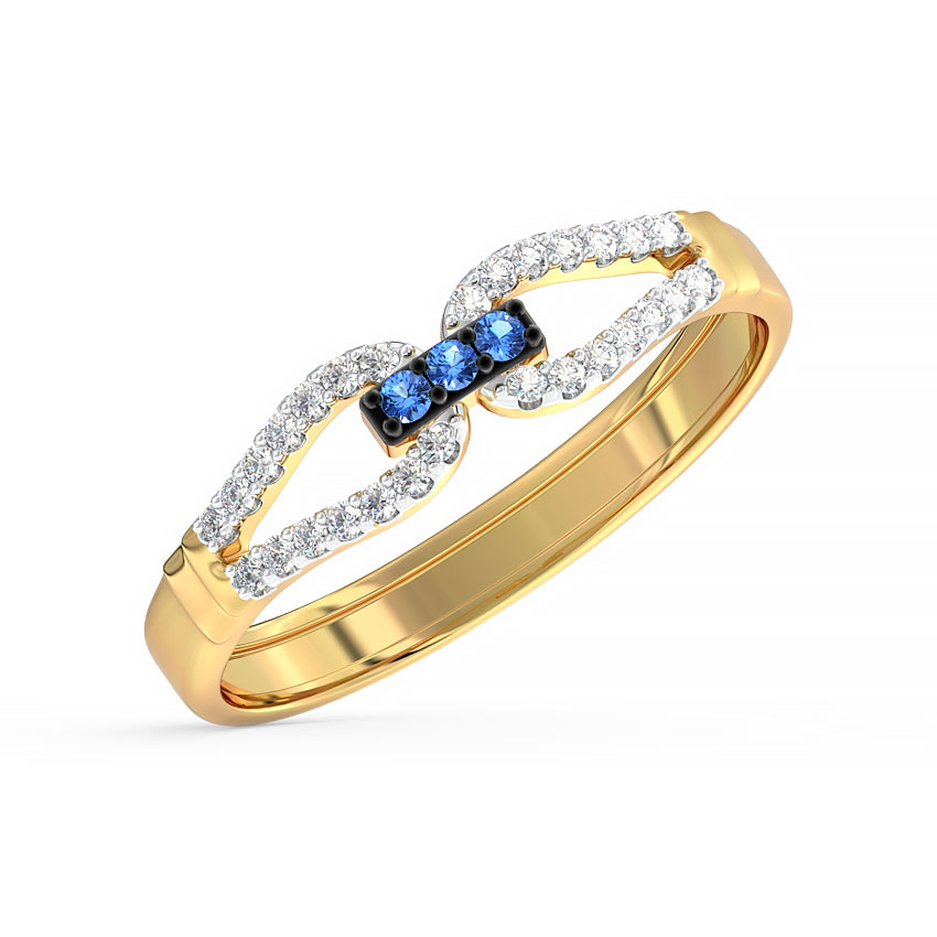 Diamond,Gemstone Rings 14 Karat Yellow Gold Tied Loop Gemstone Ring