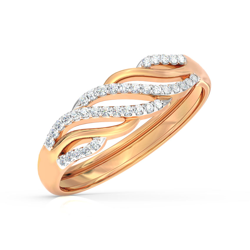 Diamond Rings 14 Karat Rose Gold Happy Waves Diamond Ring