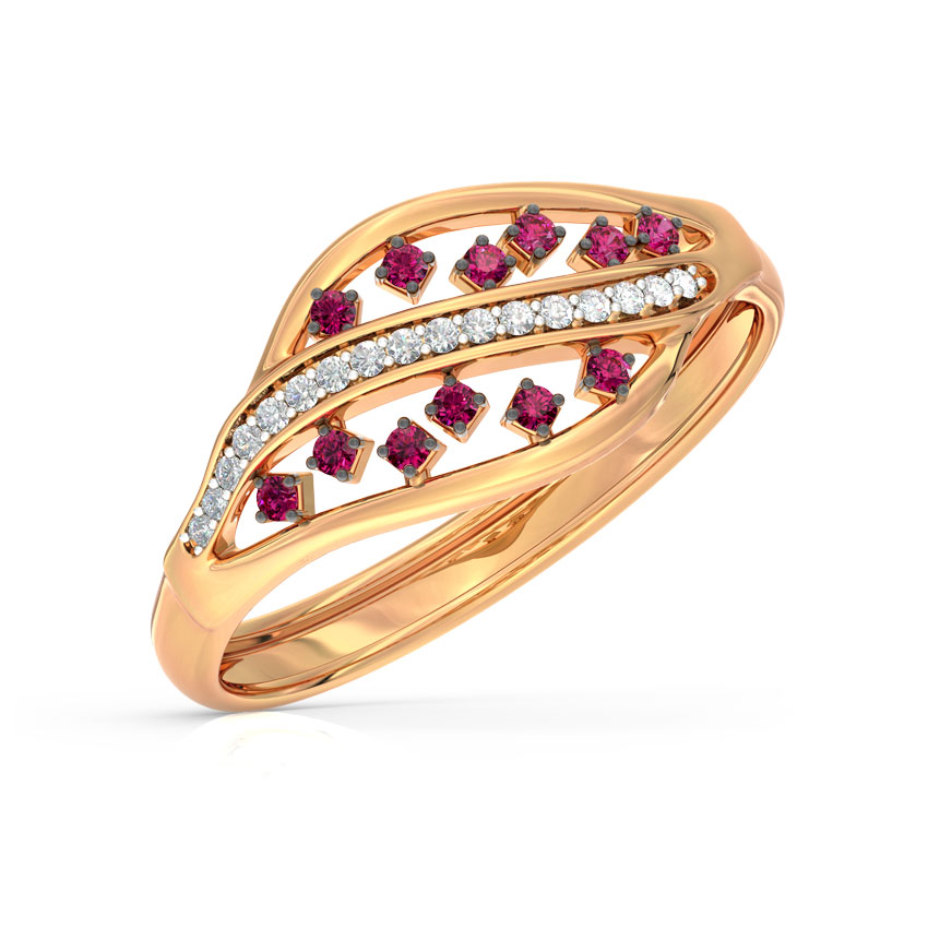 Diamond,Gemstone Rings 14 Karat Rose Gold Colour Pop Waves Gemstone Ring