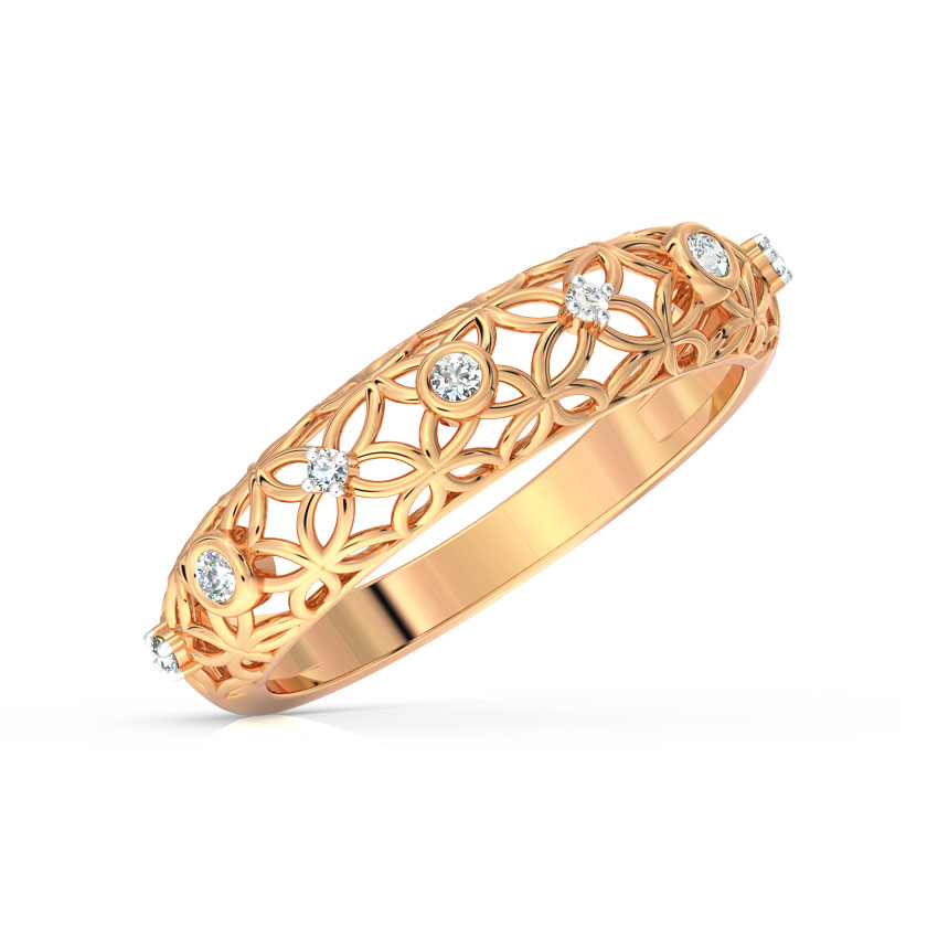 Diamond Rings 14 Karat Rose Gold Floret Lattice Diamond Ring