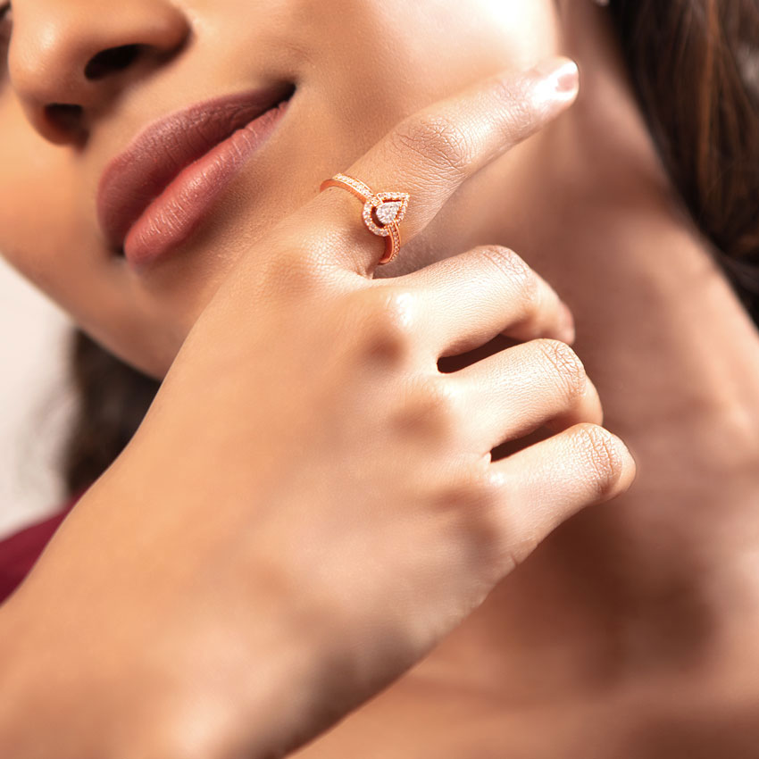 Classic Studded Drop Diamond Ring