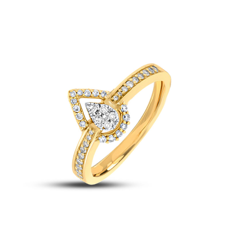 Diamond Rings 18 Karat Yellow Gold Classic Studded Drop Diamond Ring