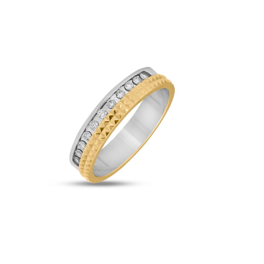 Diamond Rings 18 Karat Two Tone Gold Pyramid Diamond Ring