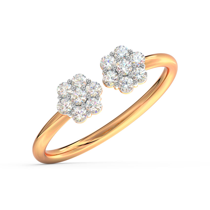 Diamond Rings 14 Karat Rose Gold Duo Periwinkle Diamond Ring