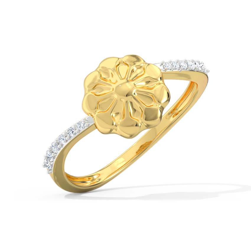 Diamond Rings 18 Karat Yellow Gold Disha Floret Diamond Ring