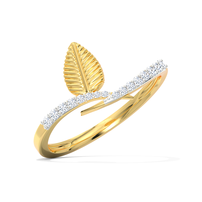 Diamond Rings 18 Karat Yellow Gold Maya Leaf Diamond Ring