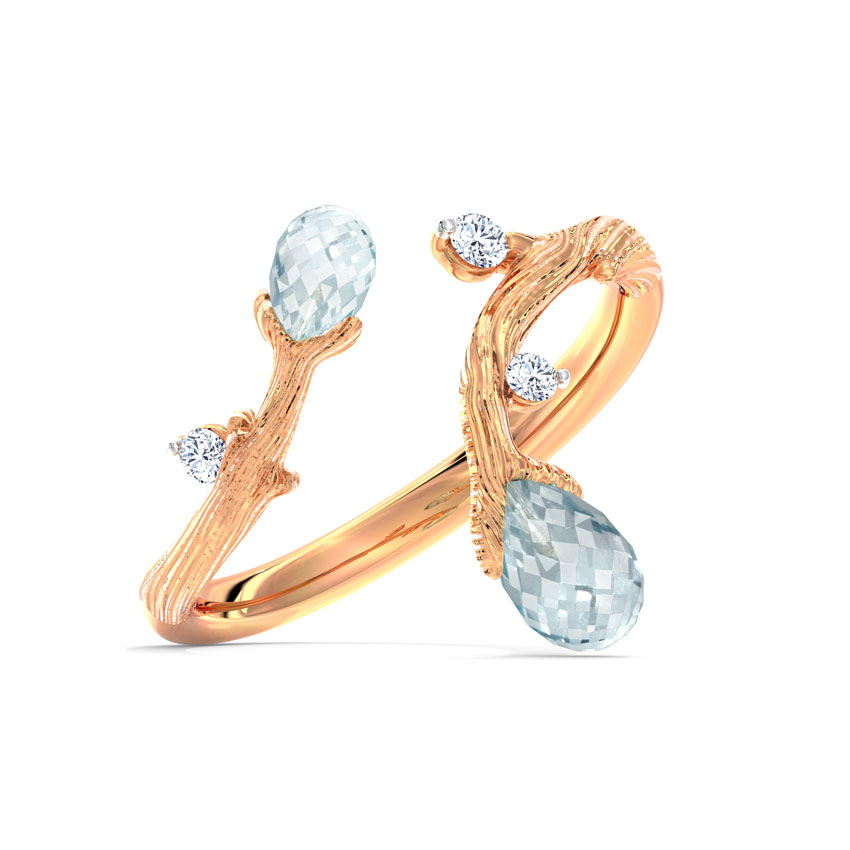 Diamond,Gemstone Rings 14 Karat Rose Gold Detour Dewdrops Gemstone Ring