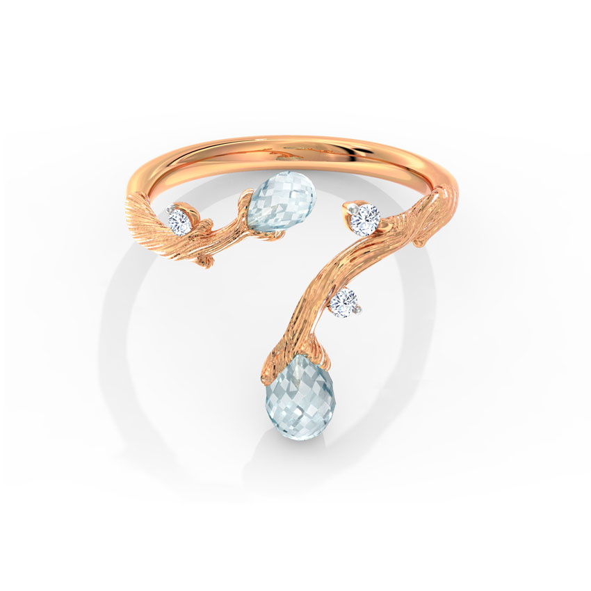 Diamond,Gemstone Rings 14 Karat Rose Gold Detour Dewdrops Gemstone Ring