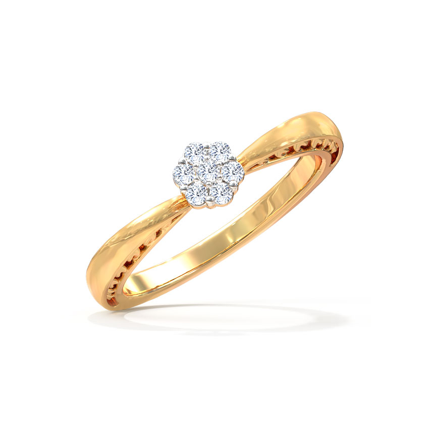 Diamond Rings 14 Karat Yellow Gold Yasmine Cluster Diamond Ring
