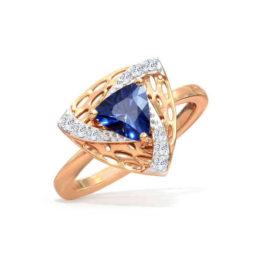 Diamond,Gemstone Rings 14 Karat Rose Gold Azure Trillium Diamond Ring