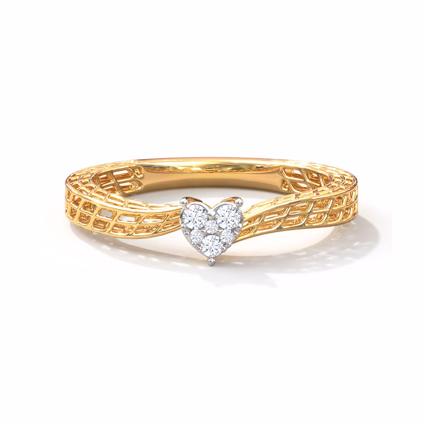 Diamond Rings 18 Karat Yellow Gold Love Mesh Diamond Ring