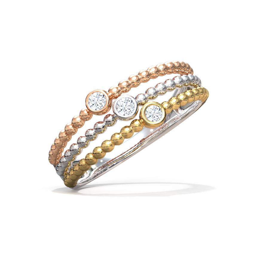 Diamond Rings 14 Karat Three Tone Gold Tia Trinity Diamond Ring