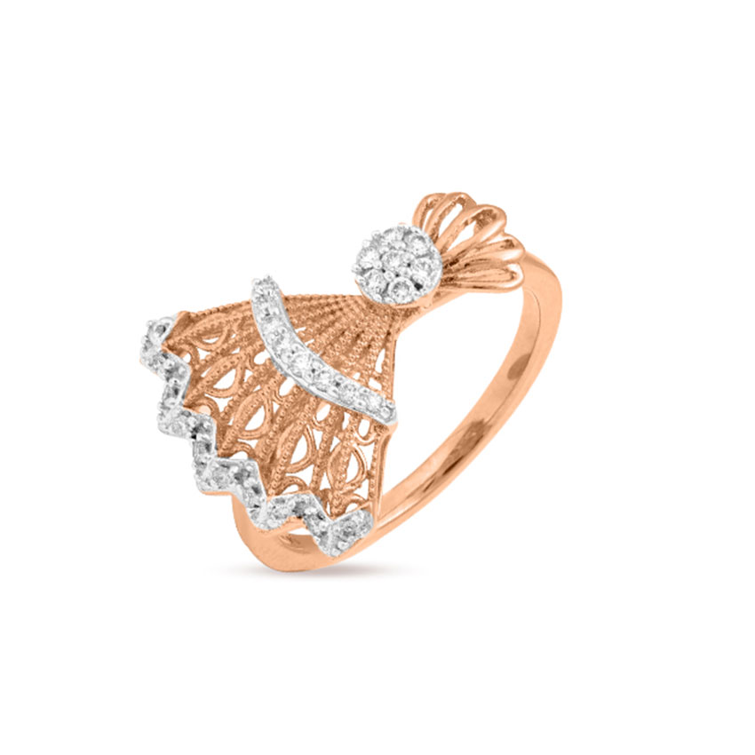 Diamond Rings 18 Karat Rose Gold Alluring Fan Diamond Ring