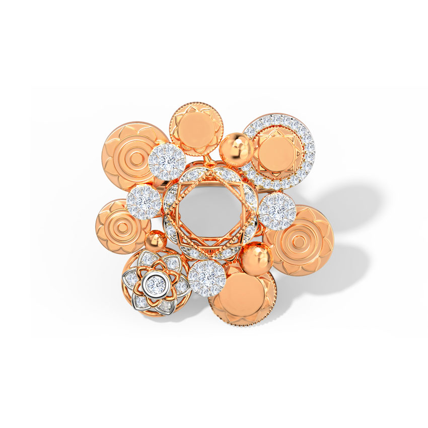 Diamond Rings 18 Karat Rose Gold Aurora Coin Diamond Ring