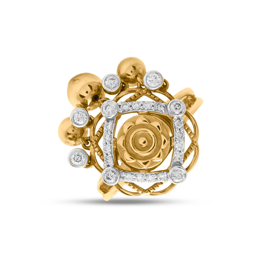 Diamond Rings 18 Karat Yellow Gold Hestia Coin Diamond Ring