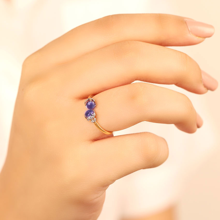 Diamond,Gemstone Rings 14 Karat Yellow Gold Plum Glow Diamond Ring