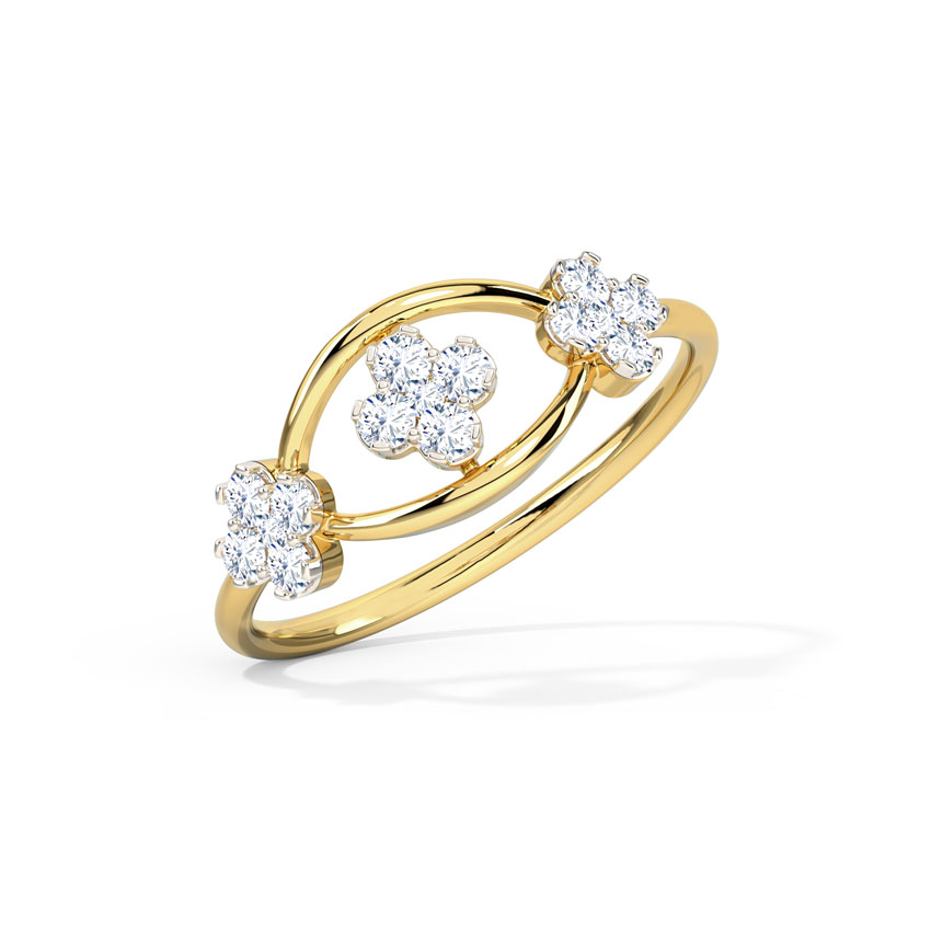 Diamond Rings 14 Karat Yellow Gold Trio Clover Diamond Ring