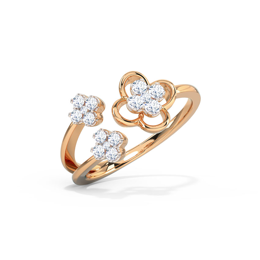 Diamond Rings 14 Karat Rose Gold Sheer Clover Diamond Ring