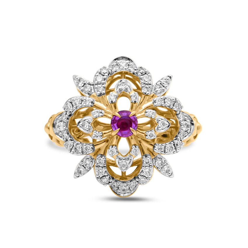 Diamond,Gemstone Rings 18 Karat Yellow Gold Fiza Glittering Diamond Ring